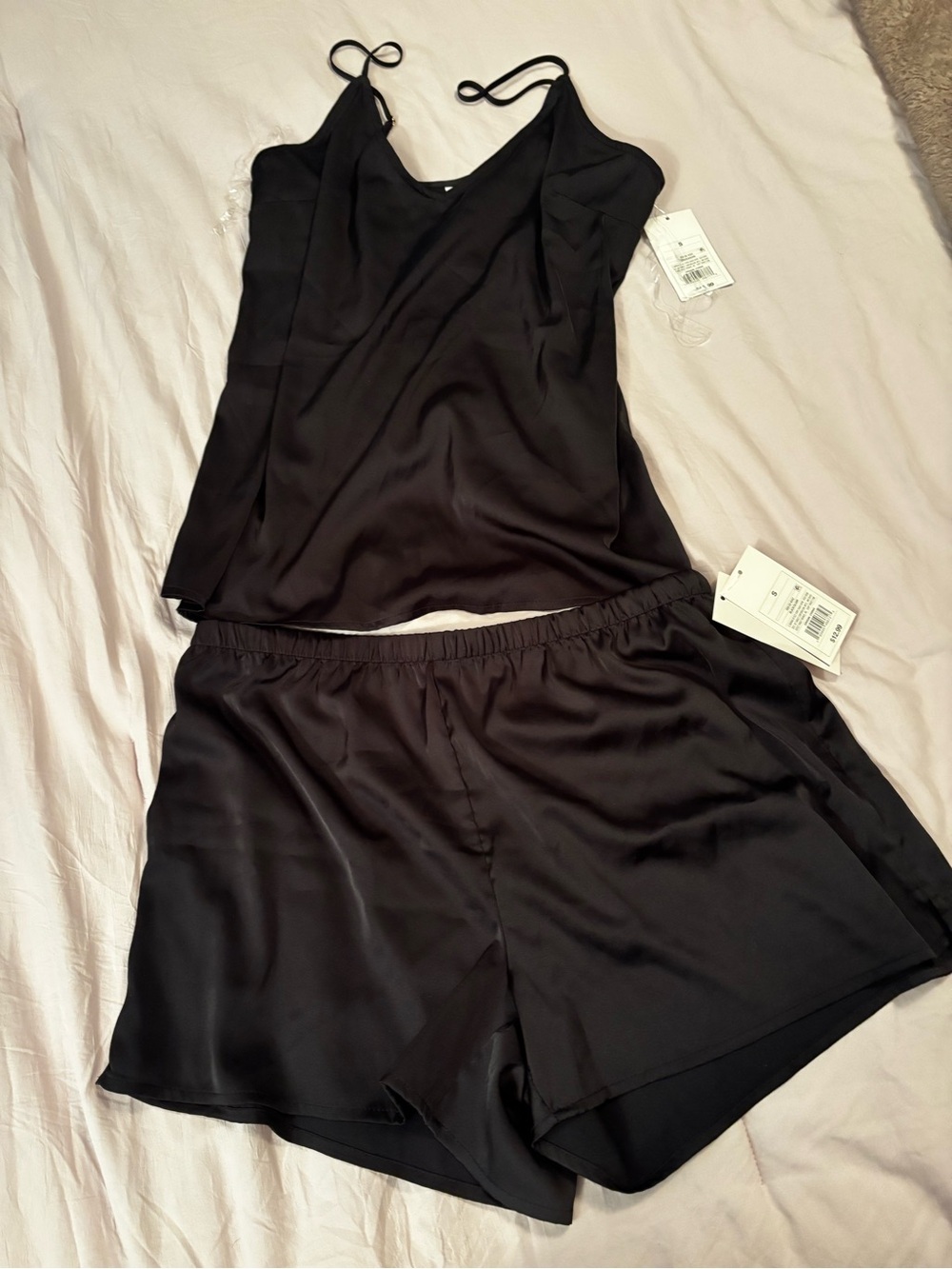 Stars above Black Satin Cami & Shorts Sleep Set - Women Intimates